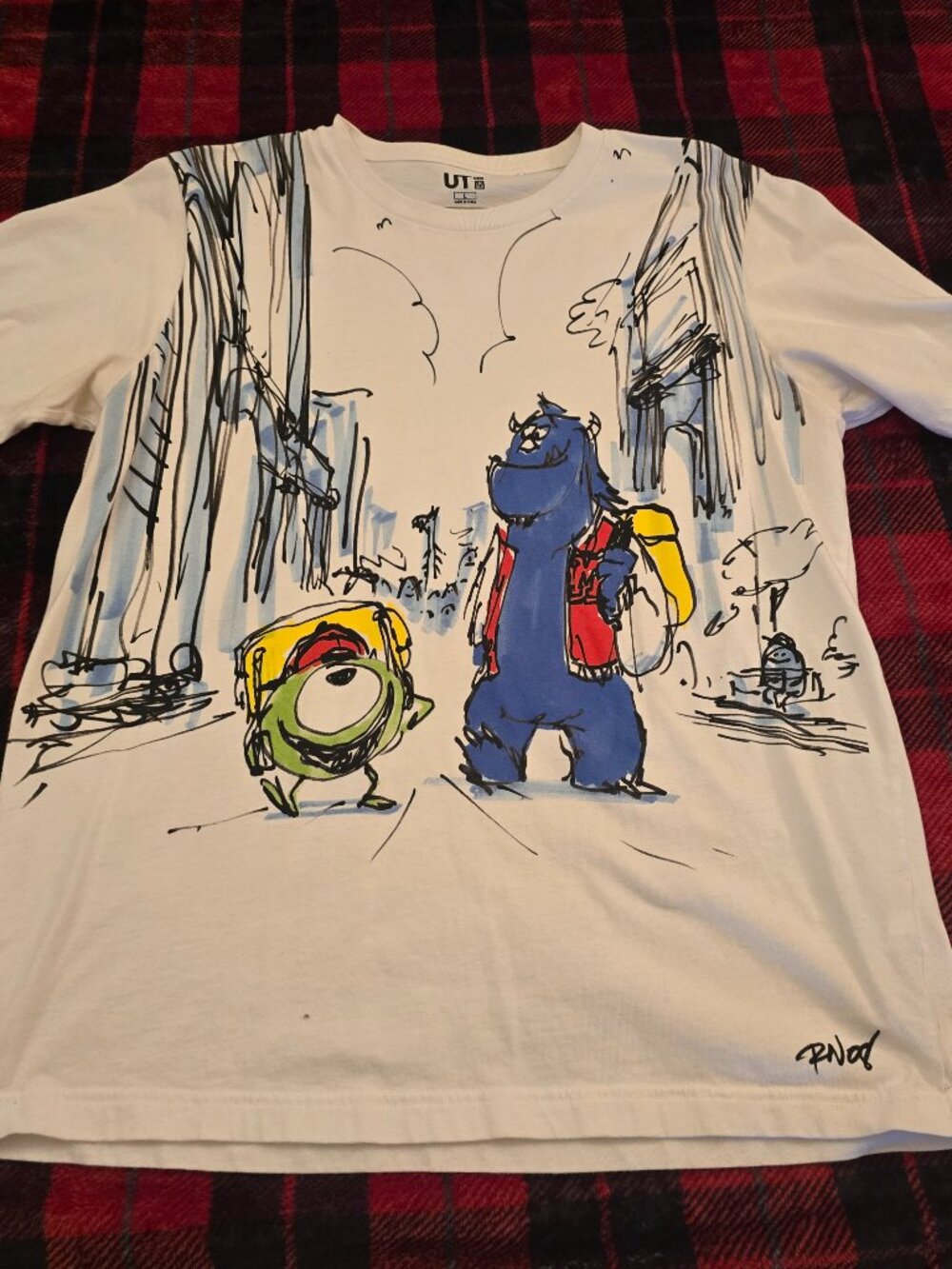 Uniqlo Pixar Monsters University Sketch Graphic Shirt White Large